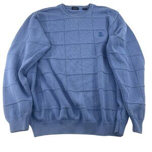 Izod Blue Cotton Men's Sweater XL Crew Neck Pullover